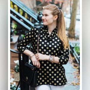 Haley and the Hound black gold polka dot tunic size medium